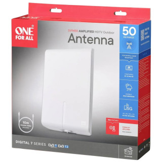 Wzmacniana antena zewnętrzna One For All SV9455-5G panelowa, biała, zasięg 50km